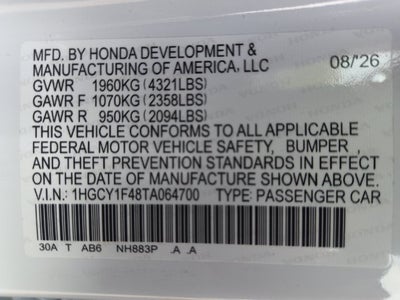 2026 Honda Accord Sedan SE