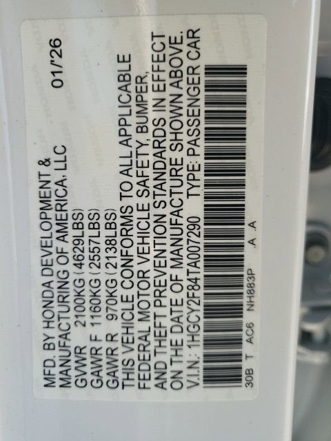 2026 Honda Accord Hybrid Touring