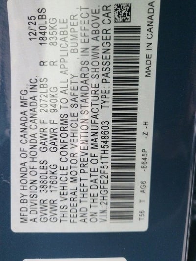 2026 Honda Civic Sedan Sport