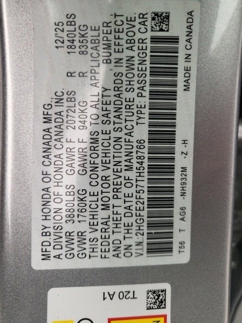 2026 Honda Civic Sedan Sport