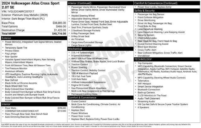 2024 Volkswagen Atlas Cross Sport 2.0T SE