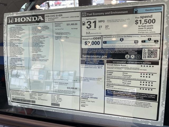 2026 Honda Civic Si Sedan