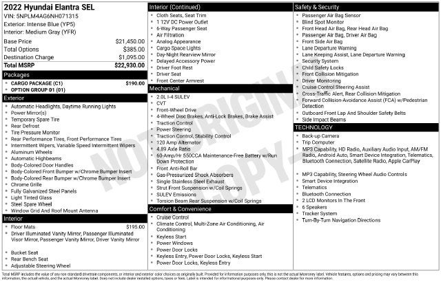 2022 Hyundai Elantra SEL